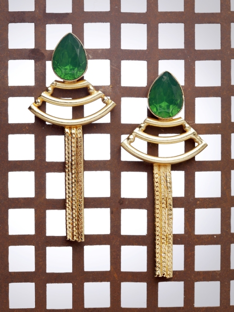 

DIVA WALK Gold-Toned Contemporary Drop Earrings