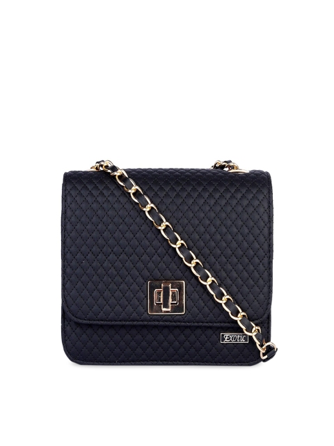 

Exotic Black PU Structured Sling Bag with Quilted