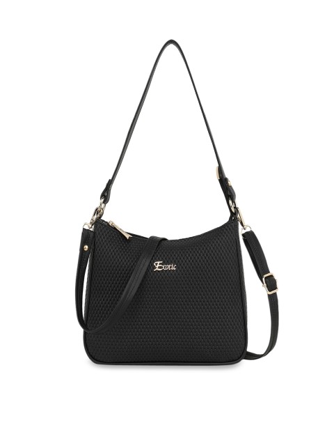 

Exotic Black Textured Structured Handheld Bag