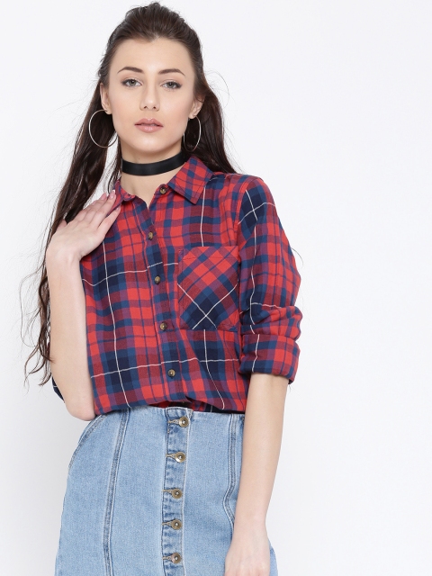 

FOREVER 21 Women Red & Blue Checked Casual Shirt