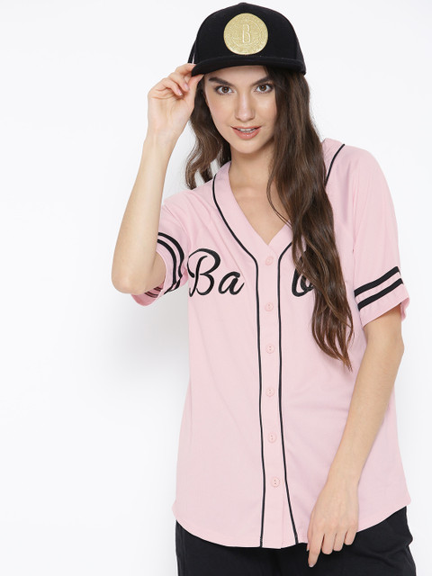 

FOREVER 21 Women Pink Embroidered Detail Top