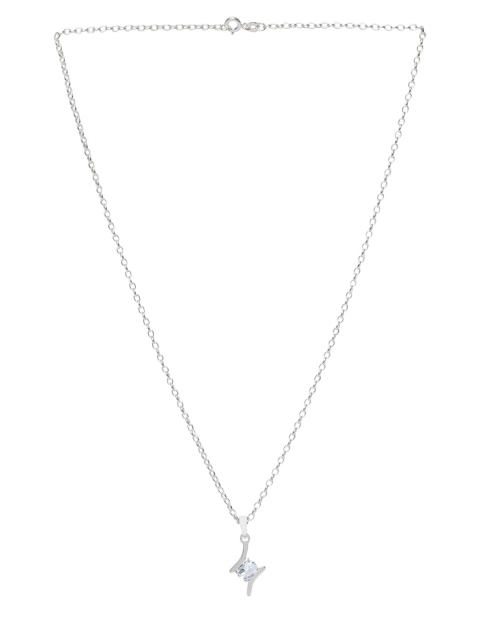 

TRISHONA Women Silver-Toned & Rhodium-Plated Real Stone Pendant With Chain