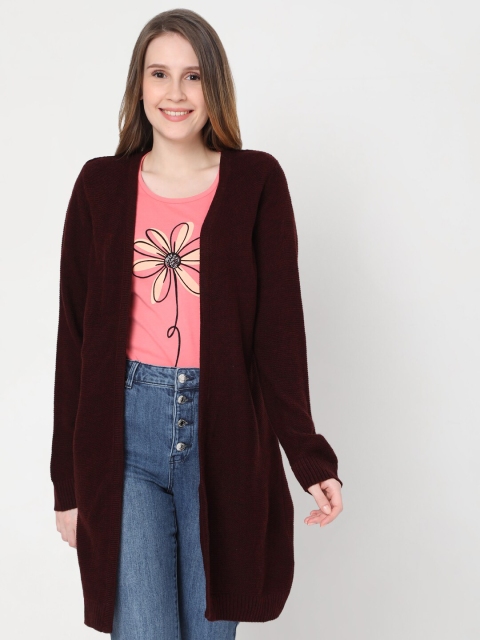 

Vero Moda Women Maroon Longline Cardigan