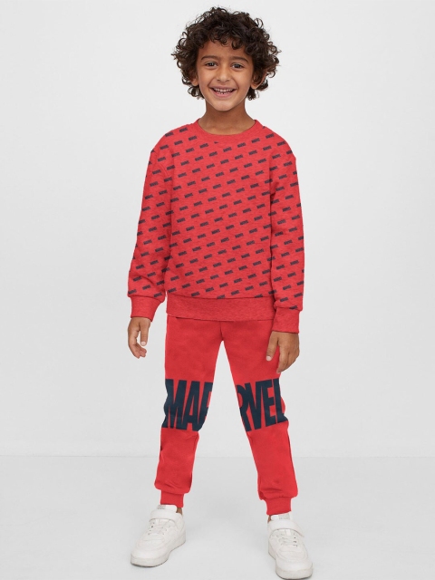 

BONKIDS Boys Red Marvel Printed Joggers