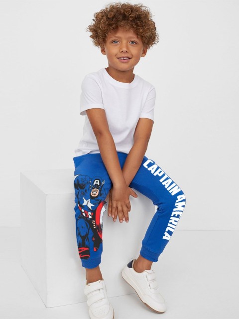 

BONKIDS Boys Blue Captain America Printed Track Pants