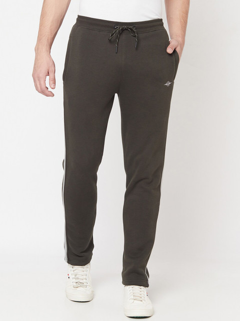 

Octave Men Olive Green Solid Cotton Track Pants