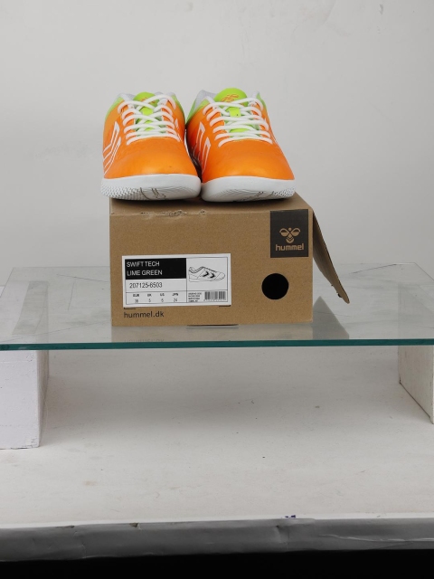 

hummel Unisex Lime Green & Orange Training or Gym Non-Marking Shoes