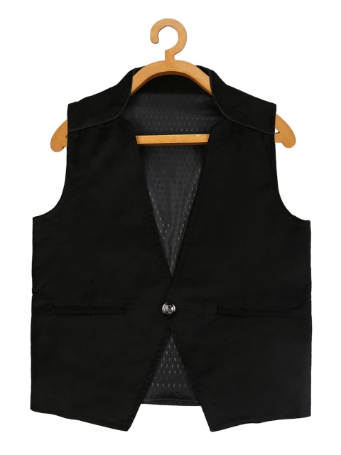 

Actuel Boys Black Solid Velvet Waistcoat