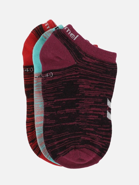 

hummel Pack of 3 Purple & Red Pattered Knitted Ankle Length Socks