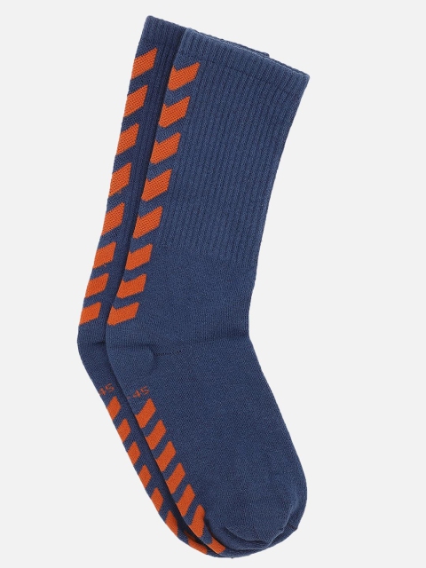 

hummel Unisex Navy Blue & Orange Patterned Calf Length Socks