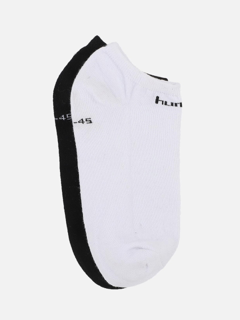 

hummel Unisex Pack of 2 White & Black Solid Ankle Length Socks