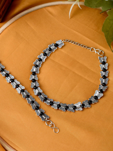 

Silvermerc Designs Set Of 2 Silver-Plated Butterfly Anklets