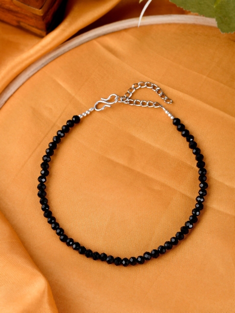 

Silvermerc Designs Black Set Of 2 Onyx Faceted Beaded Anklets