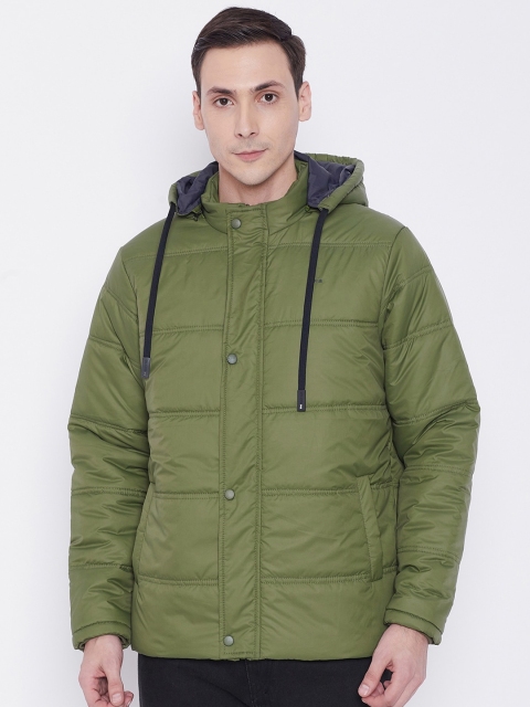 

Okane Men Olive Green Hooded Puffer Jacket