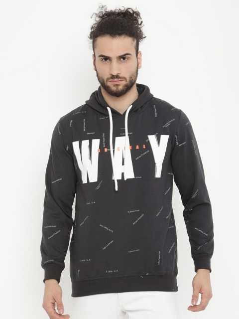 

V2 Value & Variety Men Grey Printed Fleece Hooded Sweatshirt