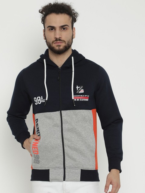 

V2 Value & Variety Men Navy Blue Hooded Sweatshirt