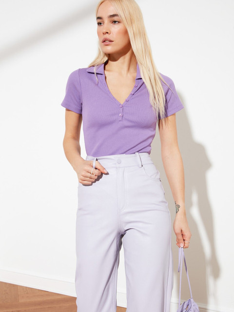 

Trendyol Charming Purple Solid Top