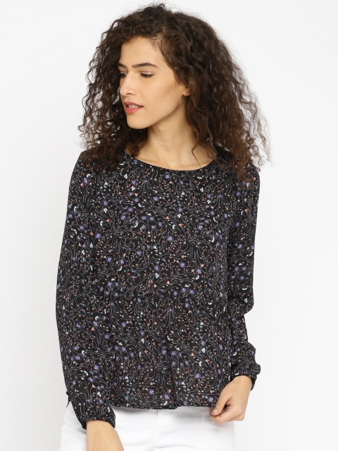 

ONLY Women Black Printed Peplum Top