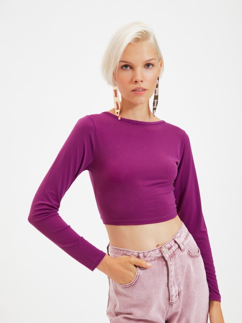 

Trendyol Women Purple Solid Top