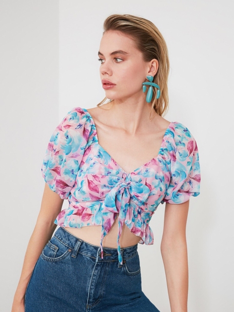 

Trendyol Charming Purple Floral Top