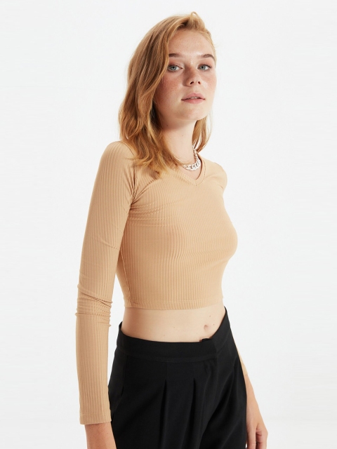 

Trendyol Camel Brown Solid Top
