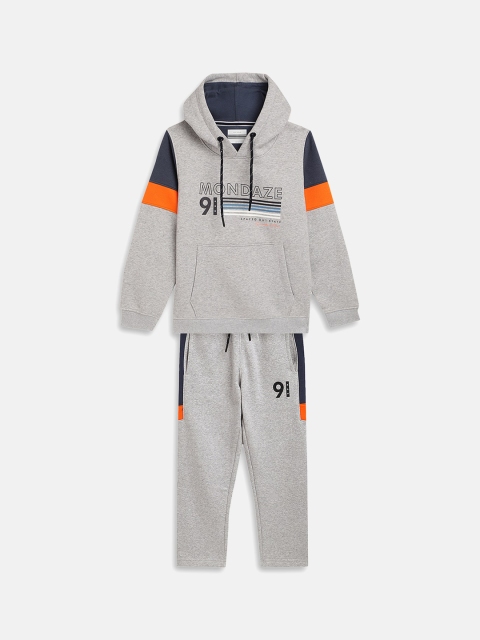 

Octave Boys Grey & Orange Printed Cotton Tracksuits