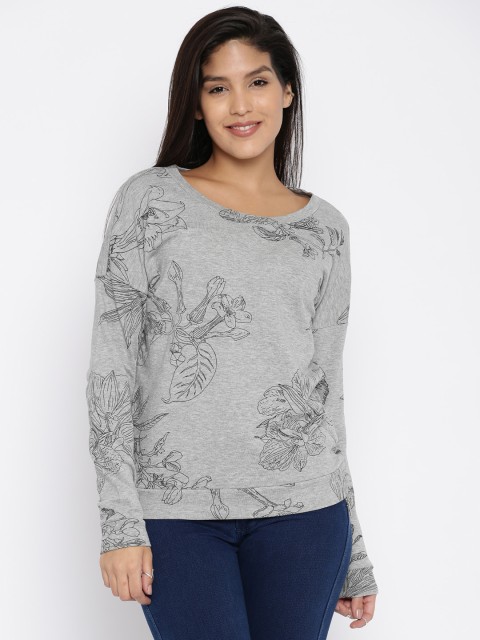 

ONLY Grey Melange Printed Sweatshirt