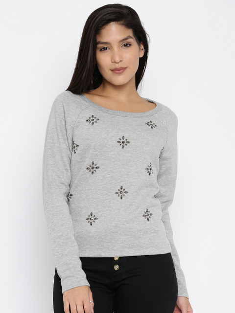 

ONLY Grey Melange Embellished Sweatshirt