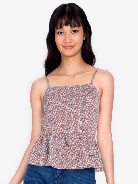 

ZALORA BASICS Multicoloured Floral Print Peplum Top, Multi
