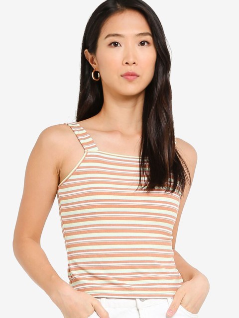 

ZALORA BASICS Multicoloured Striped Crop Top, Multi