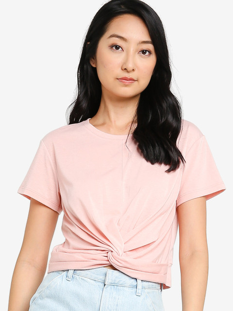 

ZALORA BASICS Pink Knot Detail Top