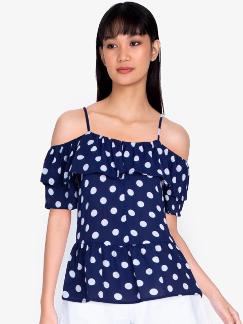 

ZALORA BASICS Multicoloured Print Bardot Top, Multi