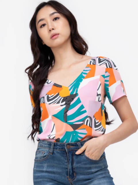 

ZALORA BASICS Multicoloured Floral Print Blouson Top, Multi