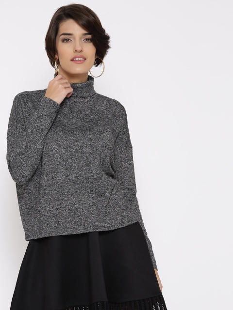 

FOREVER 21 Women Charcoal Grey Boxy Top