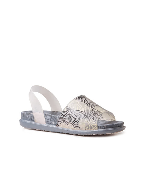 

IMPAKTO Women Grey Printed Open Toe Flats