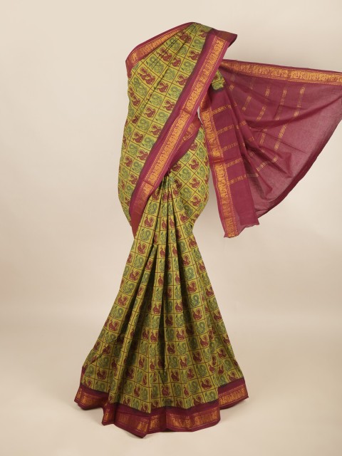 

Pothys Green & Maroon Ethnic Motifs Pure Cotton Saree