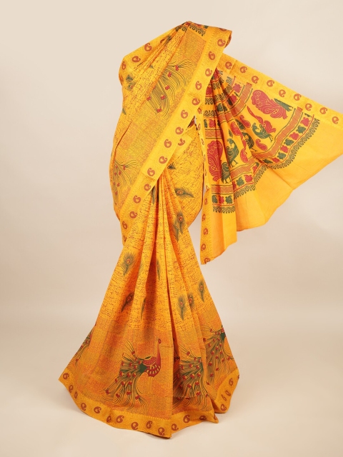 

Pothys Yellow & Red Ethnic Motifs Zari Pure Cotton Saree