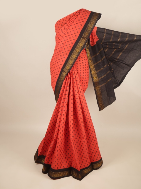 

Pothys Orange & Brown Ethnic Motifs Printed Pure Cotton Saree