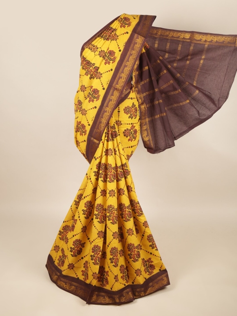 

Pothys Yellow & Brown Ethnic Motifs Pure Cotton Saree