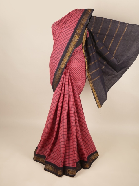 

Pothys Mauve & Violet Checked Pure Cotton Saree