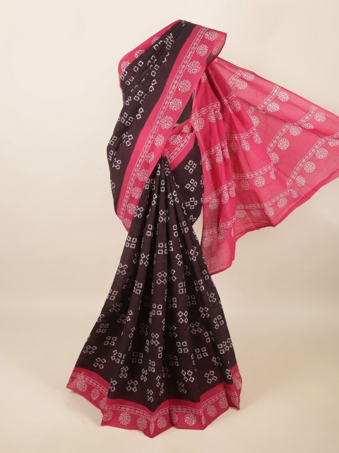 

Pothys Burgundy & Pink Bandhani Printed Pure Cotton Saree