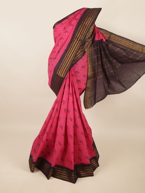 

Pothys Magenta & Gold-Toned Woven Design Pure Cotton Saree