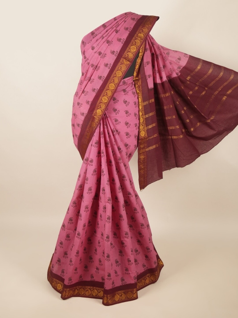 

Pothys Mauve & Maroon Ethnic Motifs Zari Pure Cotton Saree
