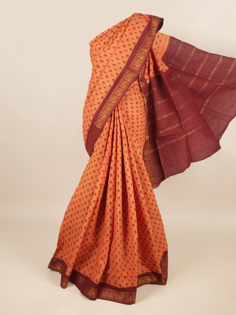 

Pothys Rust & Red Ethnic Motifs Pure Cotton Saree