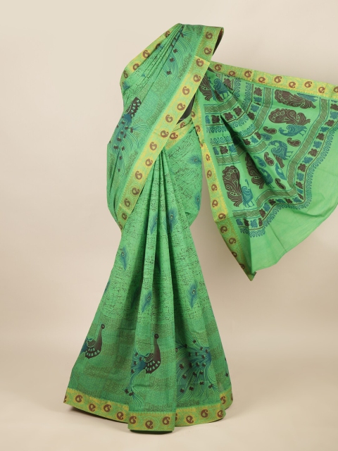 

Pothys Green & Teal Ethnic Motifs Zari Pure Cotton Saree