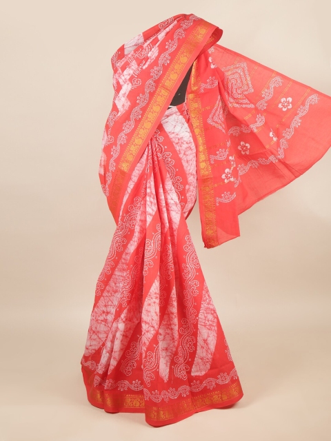 

Pothys Pink & White Tie-Dye Printed Pure Cotton Saree