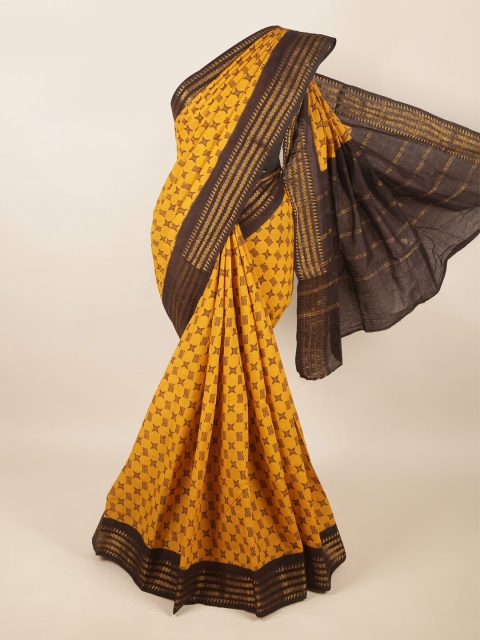 

Pothys Yellow & Grey Printed Zari Pure Cotton Saree