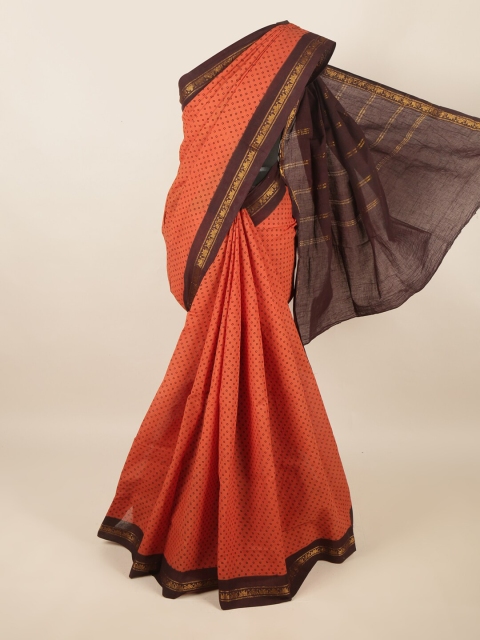 

Pothys Rust & Brown Woven Design Pure Cotton Saree