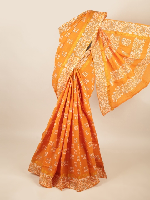 

Pothys Orange & White Batik Pure Cotton Saree