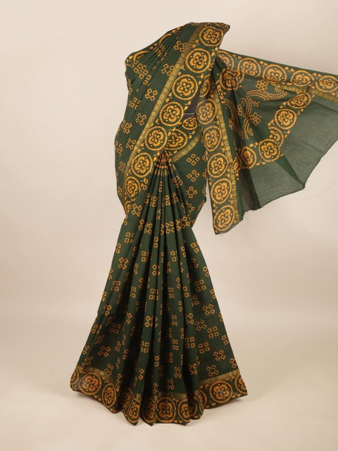 

Pothys Green & Beige Bandhani Printed Pure Cotton Saree